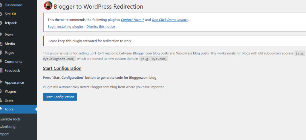 blogger to worpress redirection